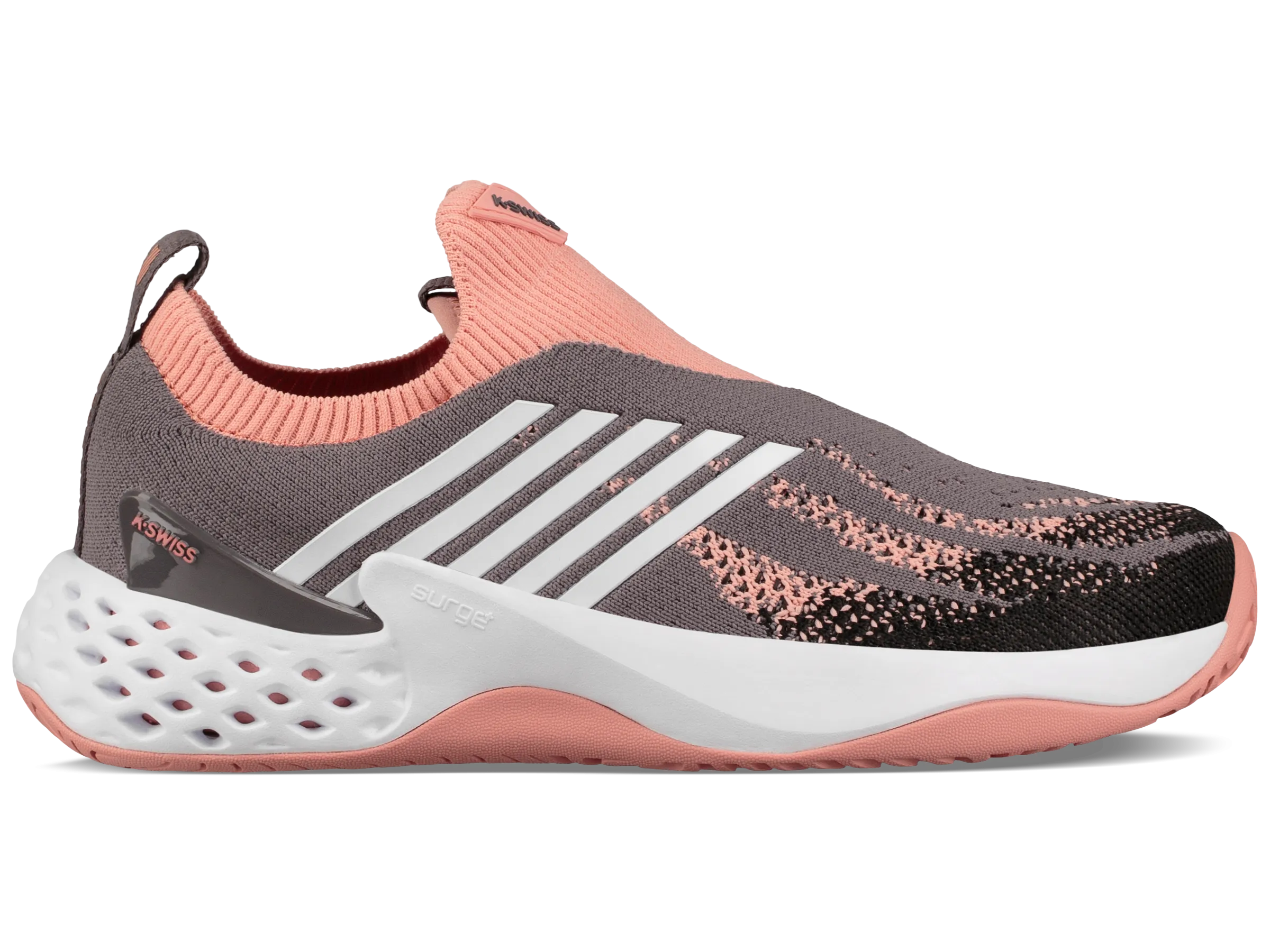 96137-095-M | WOMENS AERO KNIT | PLUM KITTEN/CORAL ALMOND/WHITE