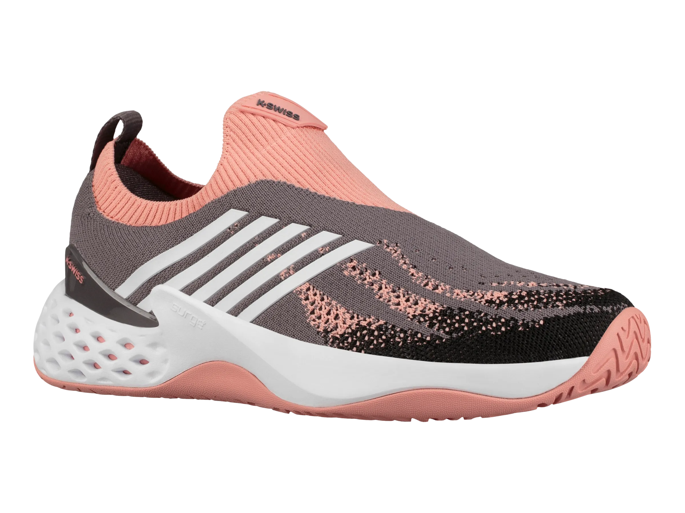 96137-095-M | WOMENS AERO KNIT | PLUM KITTEN/CORAL ALMOND/WHITE