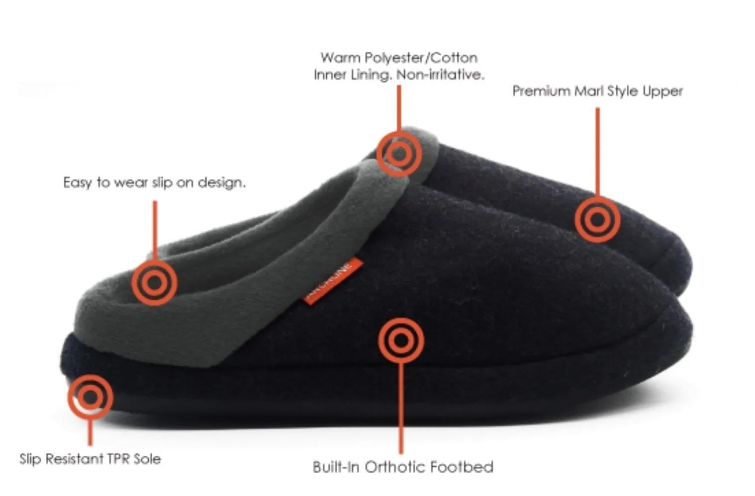 ARCHLINE Orthotic Slippers Slip On Arch Scuffs Orthopedic Moccasins - Charcoal Marle - EUR 41