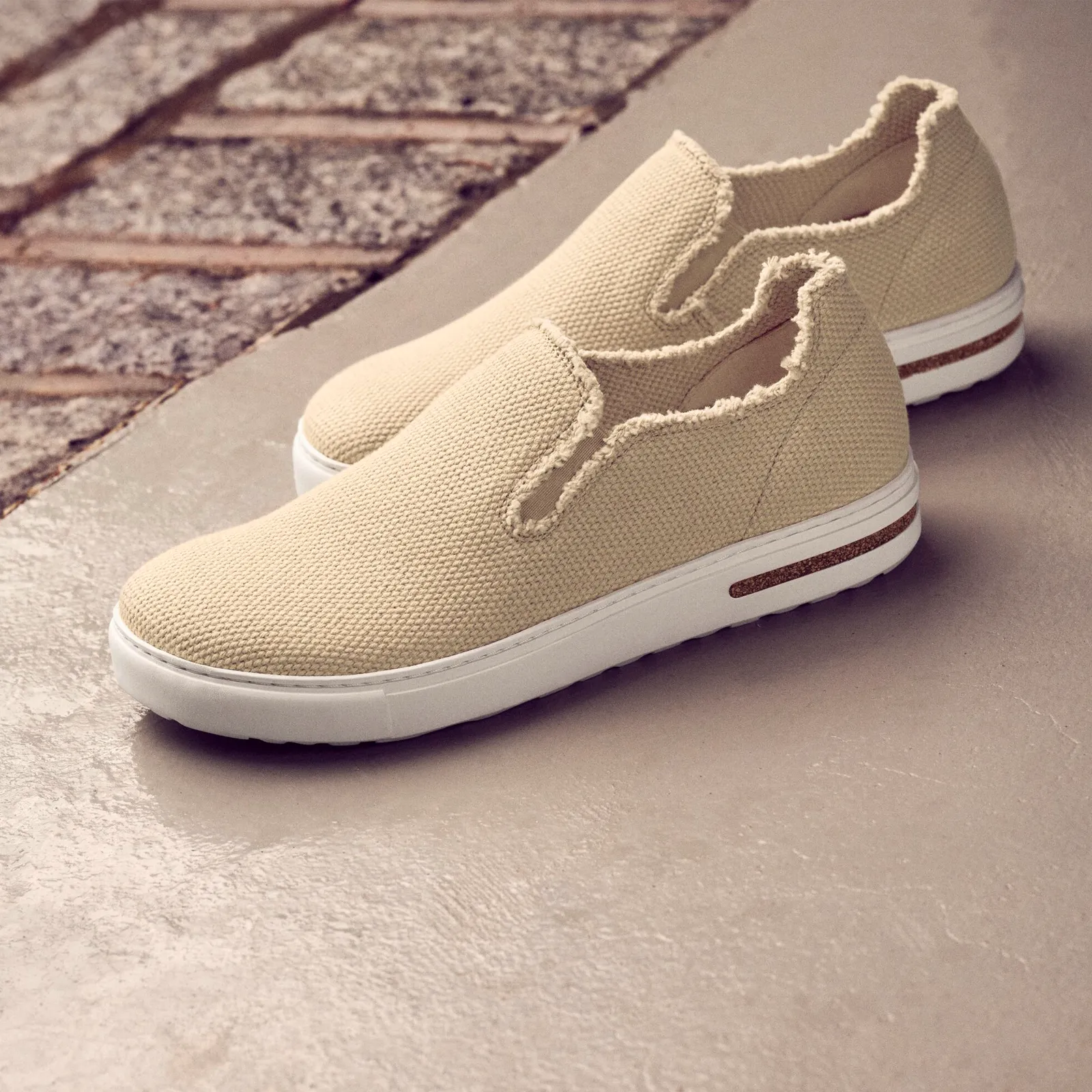 Birkenstock Bend Deconstructed Narrow Slip On Sneaker (Women) - Sandcastle Canvas