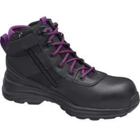 BLUNDSTONE 887 Ladies Zip Safety Boot - Black & Purple