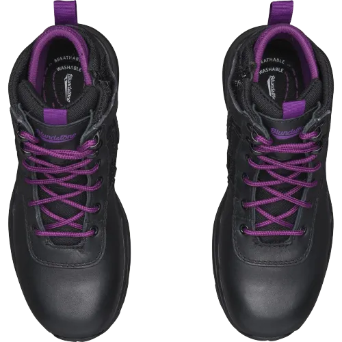 BLUNDSTONE 887 Ladies Zip Safety Boot - Black & Purple