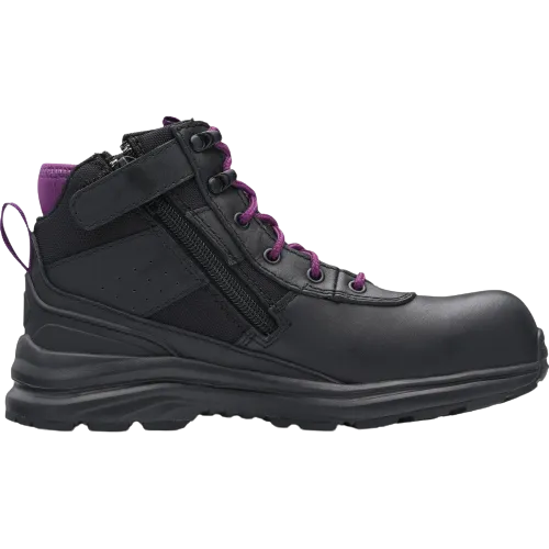 BLUNDSTONE 887 Ladies Zip Safety Boot - Black & Purple