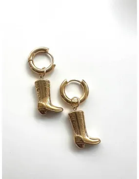 Cowboy Boot Huggie Earrings Gold