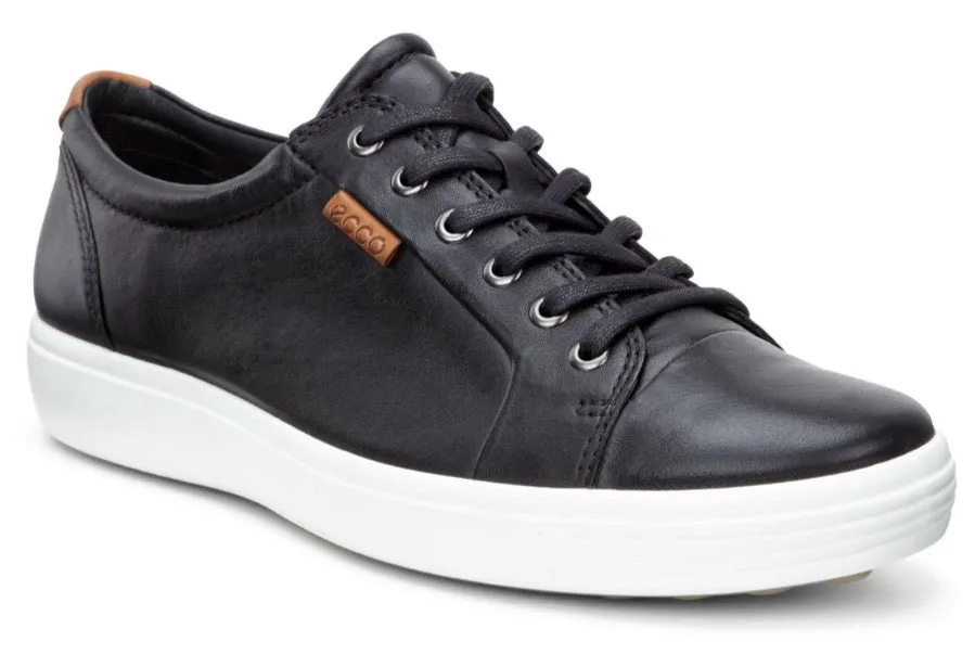 ECCO SOFT 7 Black Mens Leather Sneaker