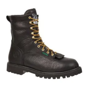 Georgia Boot Low Heel Logger Men's Lace-to-toe Work Boots G8010 In Black