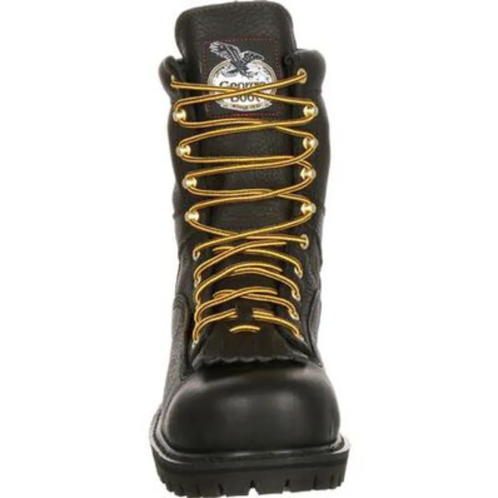 Georgia Boot Low Heel Logger Men's Lace-to-toe Work Boots G8010 In Black