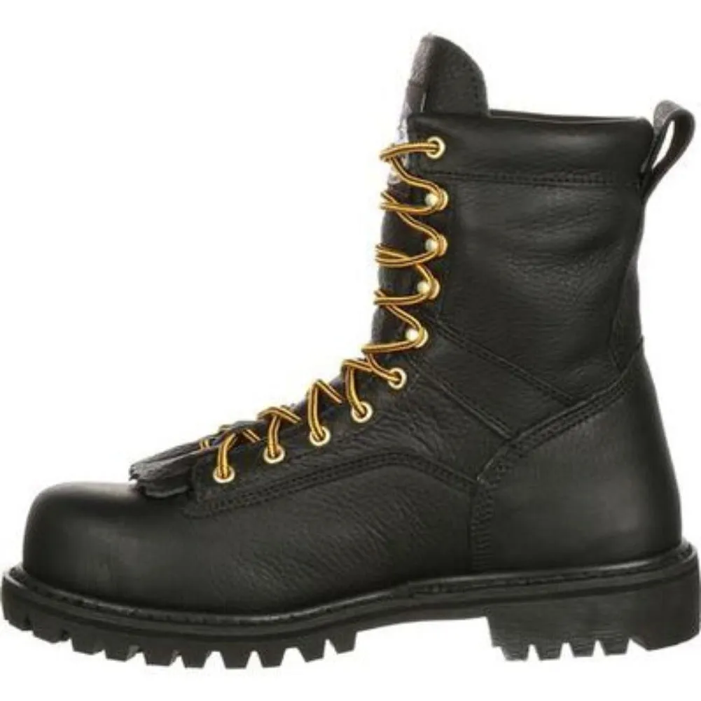 Georgia Boot Low Heel Logger Men's Lace-to-toe Work Boots G8010 In Black