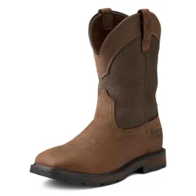 Groundbreaker Steel-Toe Waterproof Wide Square Toe Work Boot Palm Brown