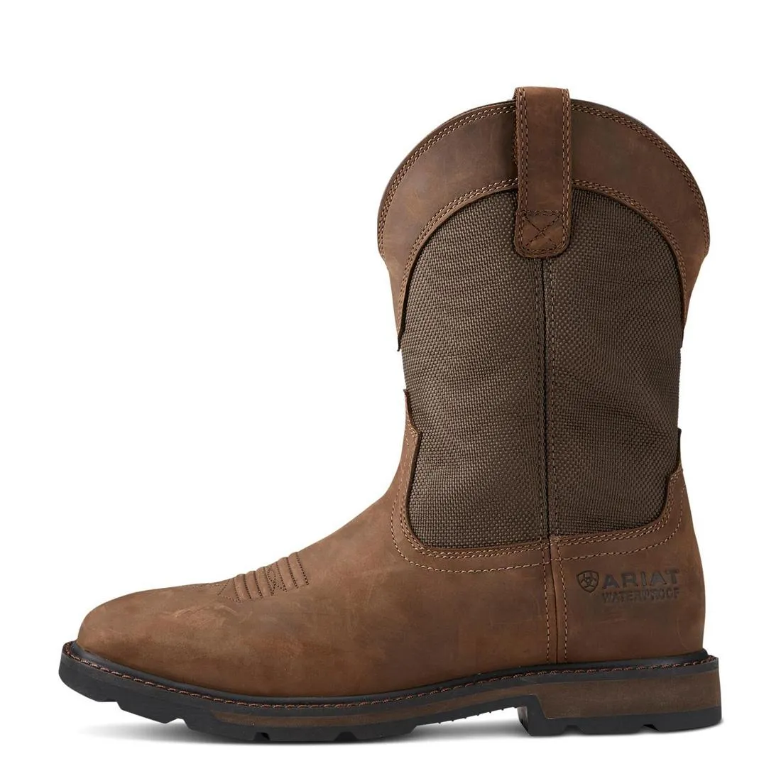 Groundbreaker Steel-Toe Waterproof Wide Square Toe Work Boot Palm Brown