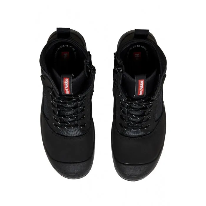 HARD YAKKA Y60235 NITE VISION ZIP SIDE SAFETY BOOT - BLACK