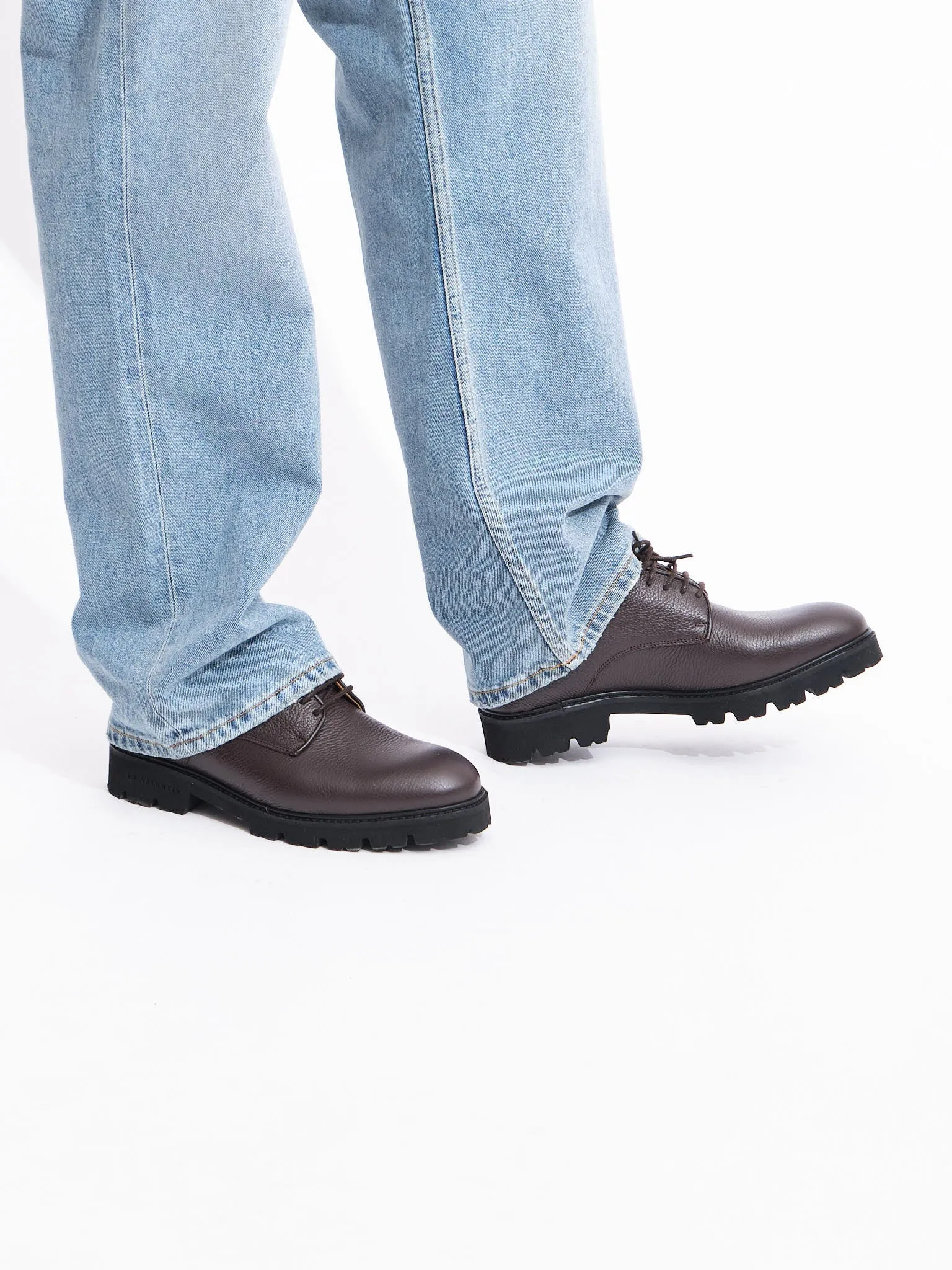 Lightweight Derby Shoe | Brown Grained Leather