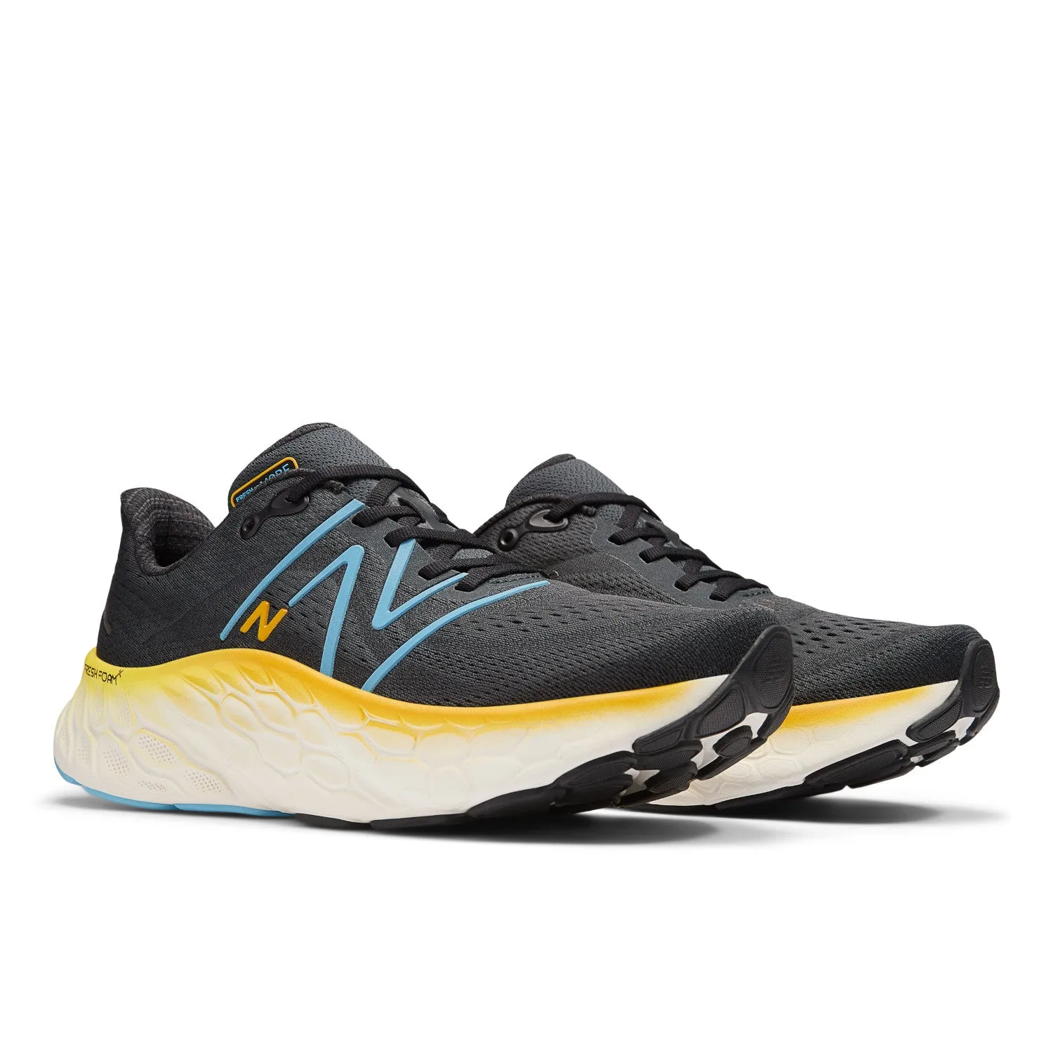 Men’s Fresh Foam More v4 (CD - Black/Coastal Blue/Ginger Lemon)