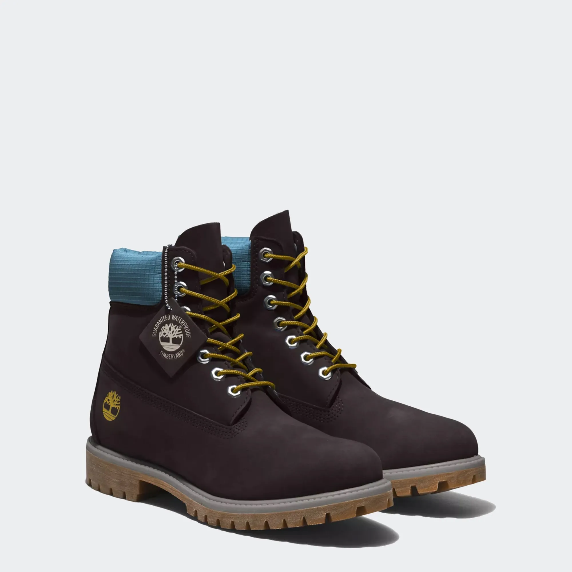 Men's Timberland Premium 6-Inch Waterproof Boots Black Nubuck Blue