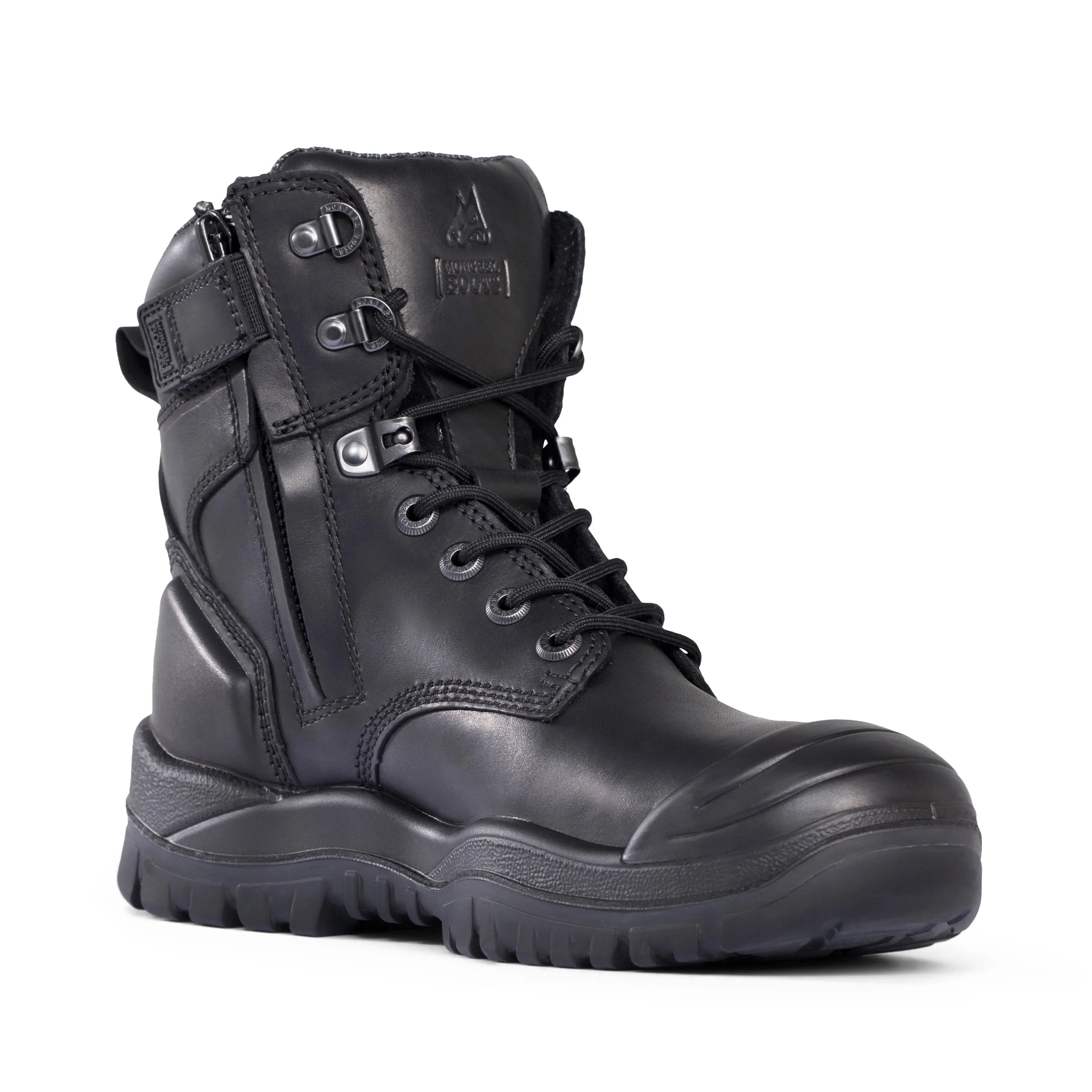 Mongrel - Black High Leg Zip Safety Vibram Rubber Boot