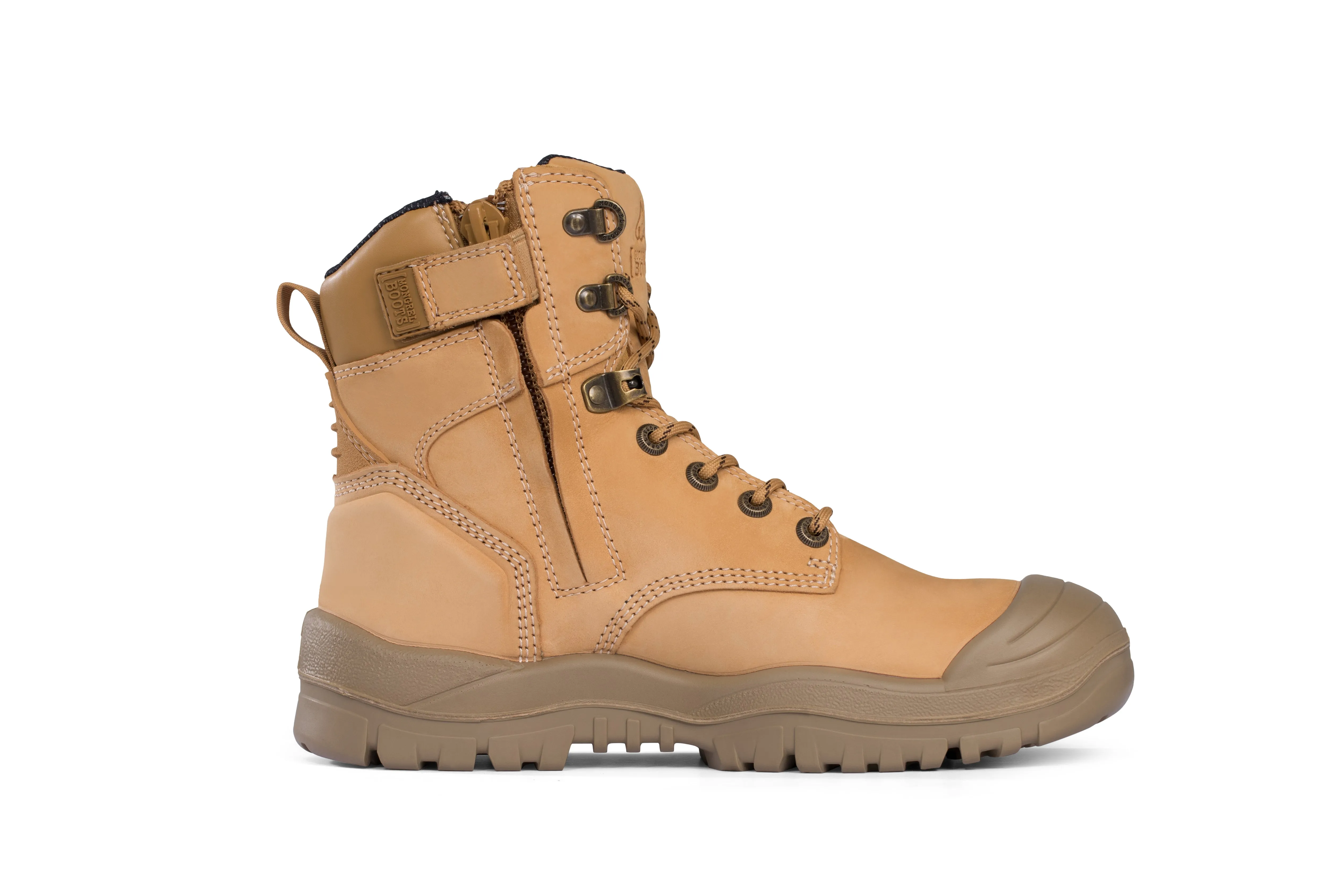 Mongrel - Wheat High Leg Zip Safety Vibram Rubber Boot