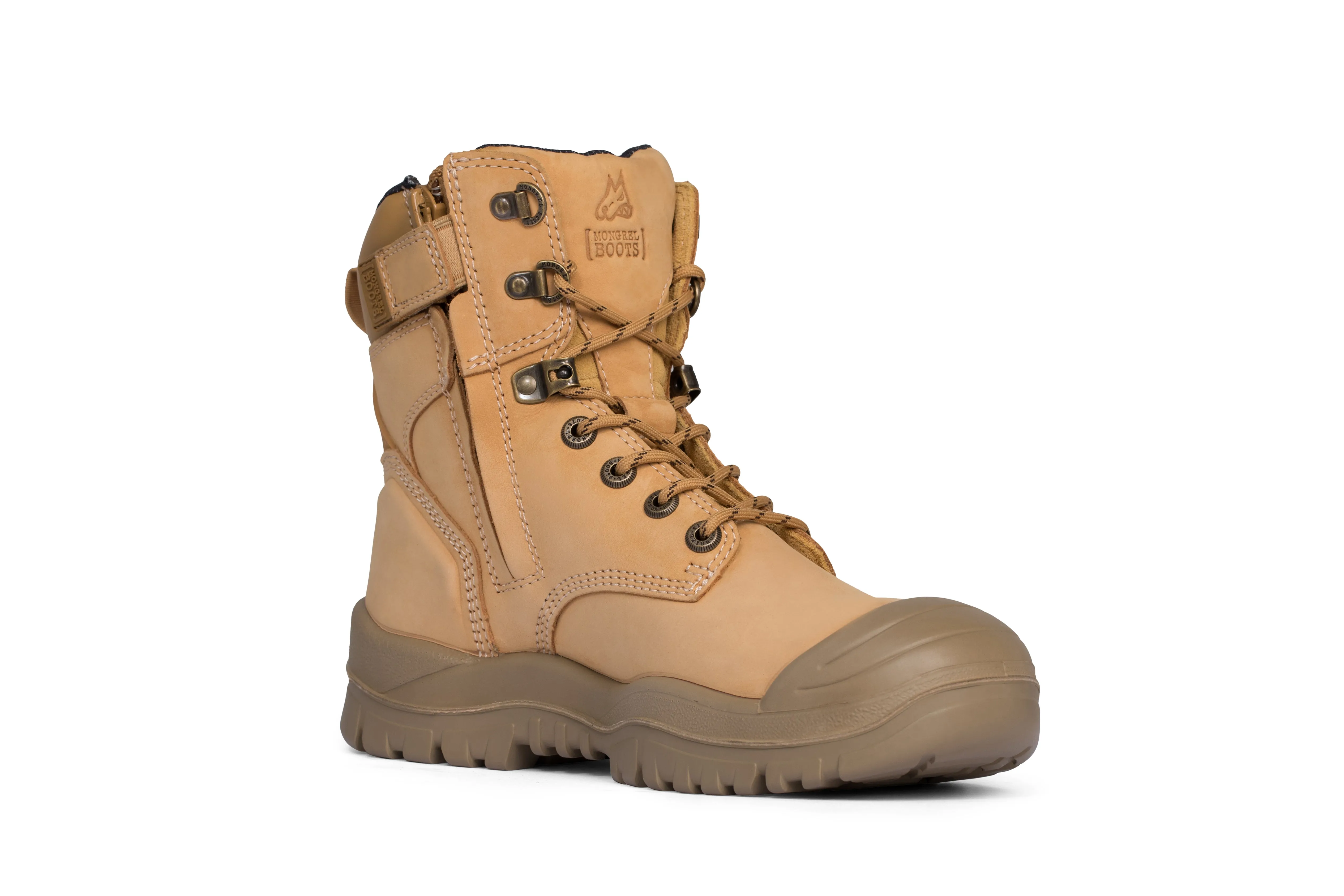 Mongrel - Wheat High Leg Zip Safety Vibram Rubber Boot