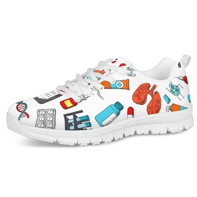 Nurse Medical Pattern Lightweight Summer Walking Jogging Sport Shoes