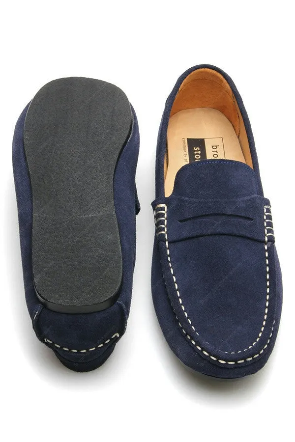 Penny Leather Loafer Suede Navy