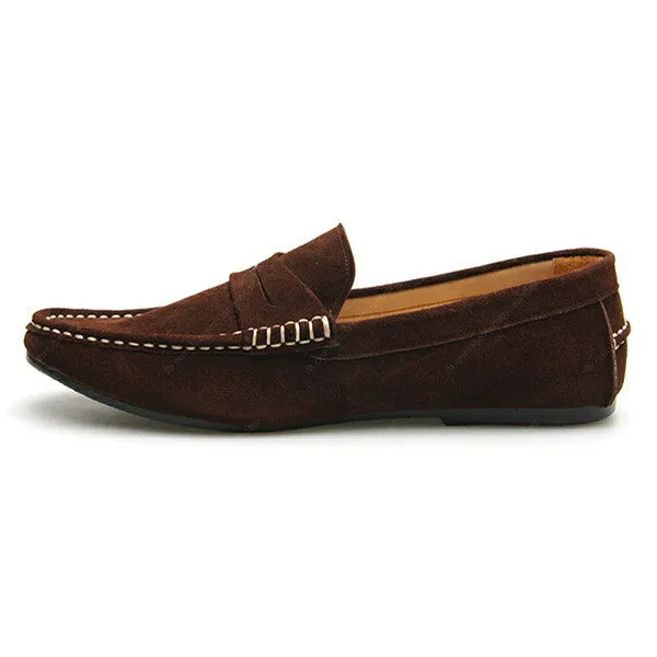 Penny Leather Loafer Suede Raw Dark Brown