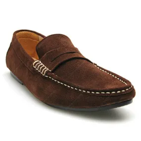 Penny Leather Loafer Suede Raw Dark Brown