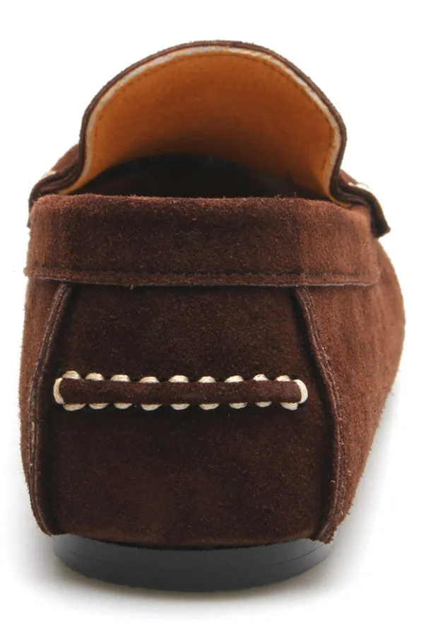 Penny Leather Loafer Suede Raw Dark Brown