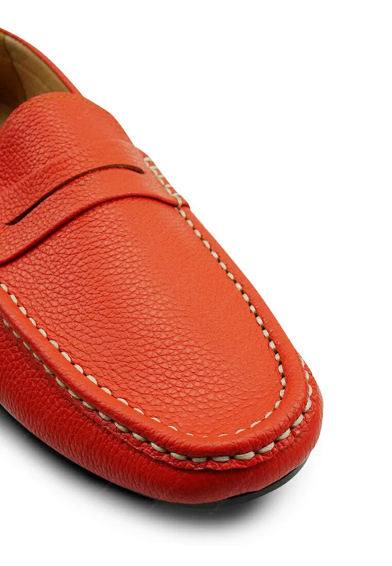 Penny Loafer Wrinkle Soft Leather Coral Orange