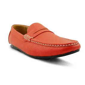 Penny Loafer Wrinkle Soft Leather Coral Orange