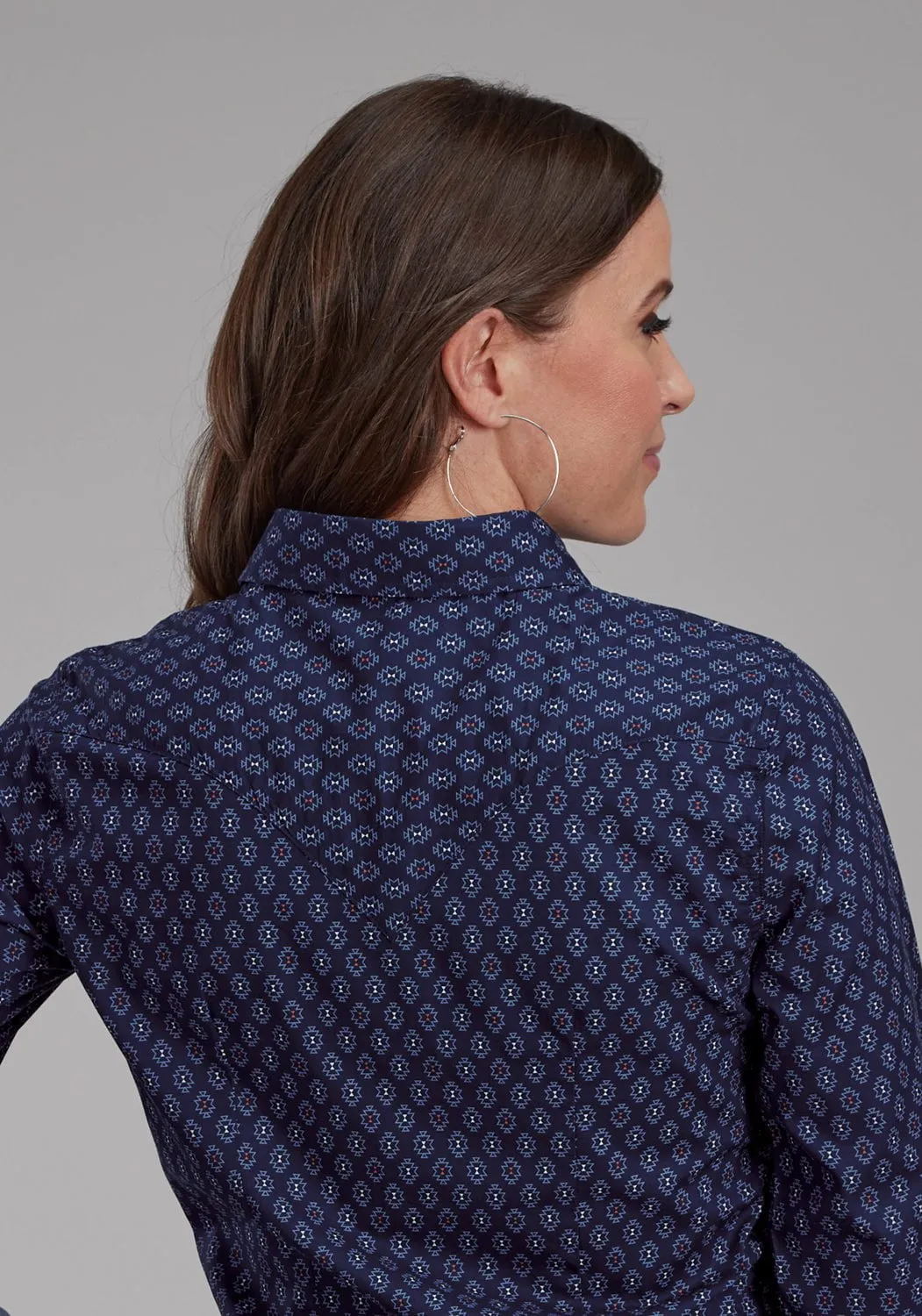 Roper Womens 2177 Aztecs Blue 100% Cotton L/S Shirt
