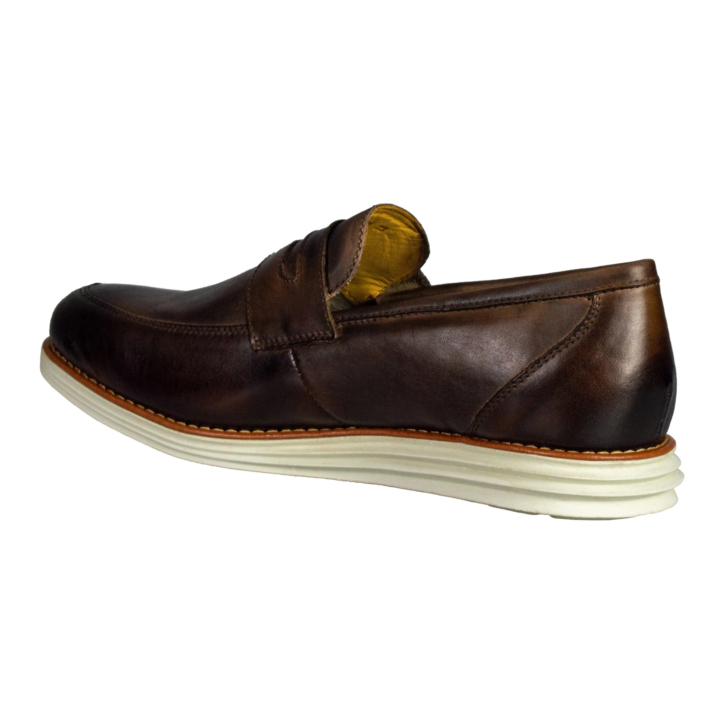 Sandro Moscoloni Men's Natal Brown Mocc Toe Penny Slip on