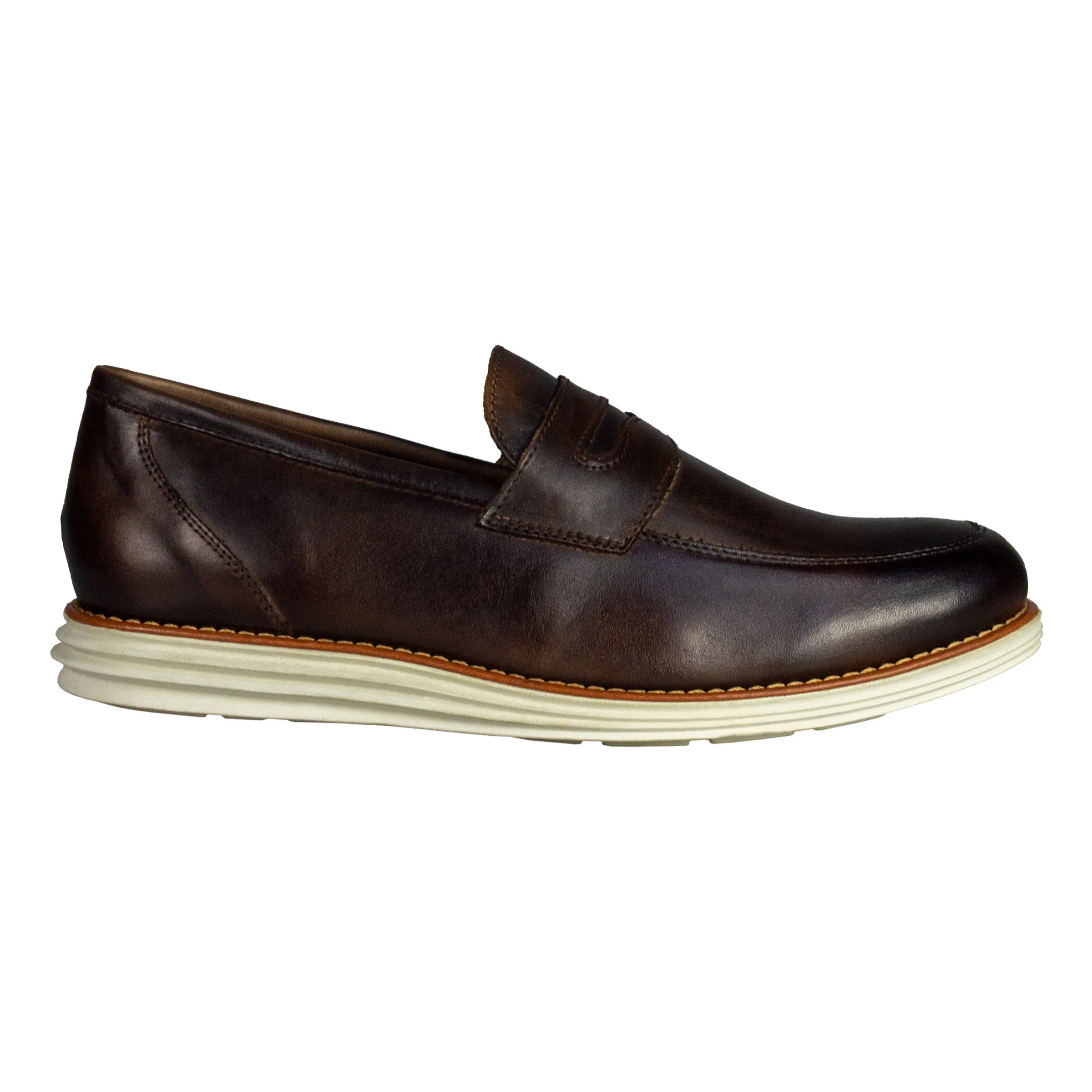 Sandro Moscoloni Men's Natal Brown Mocc Toe Penny Slip on