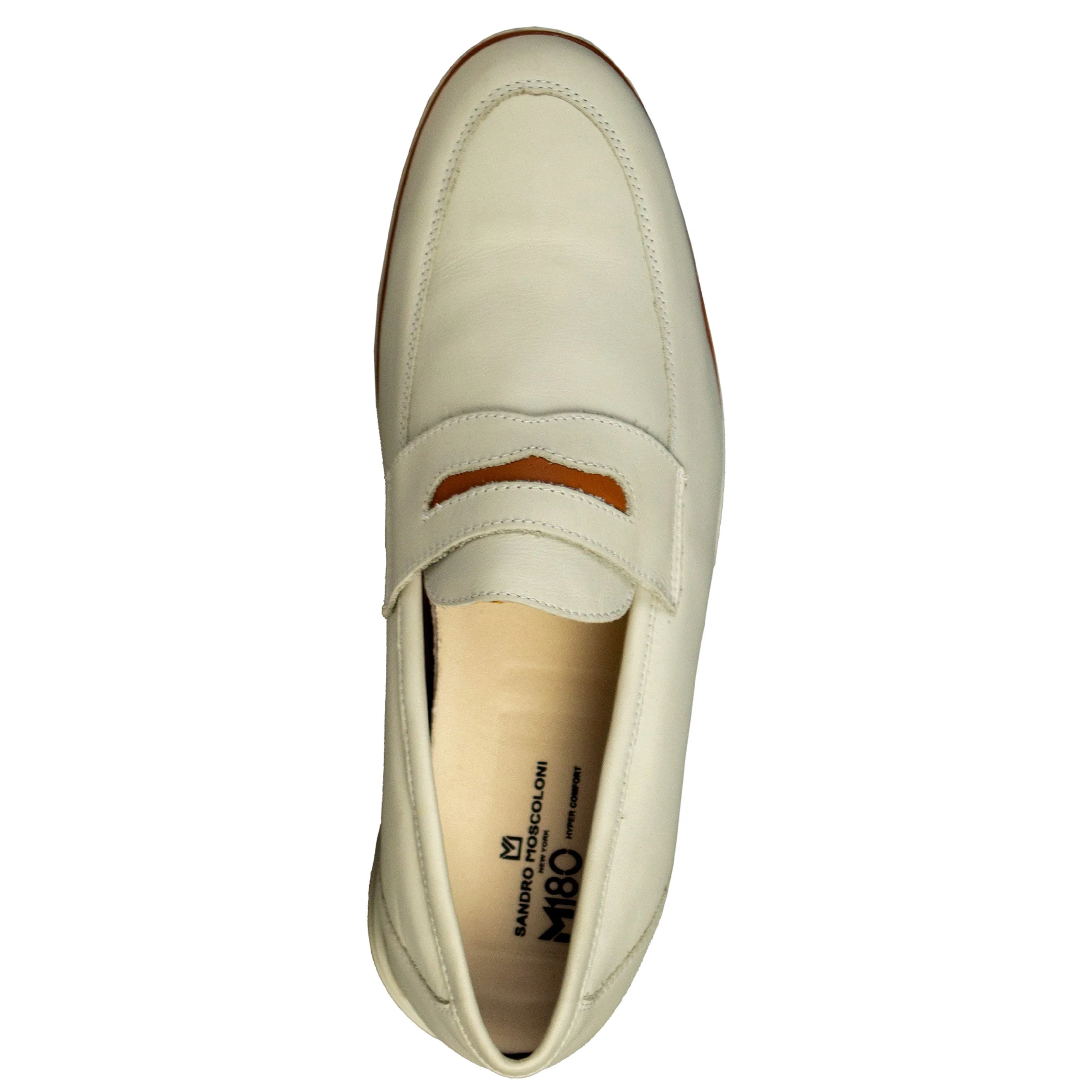 Sandro Moscoloni Men's Natal Off White Mocc Toe Penny Slip on