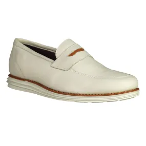 Sandro Moscoloni Men's Natal Off White Mocc Toe Penny Slip on