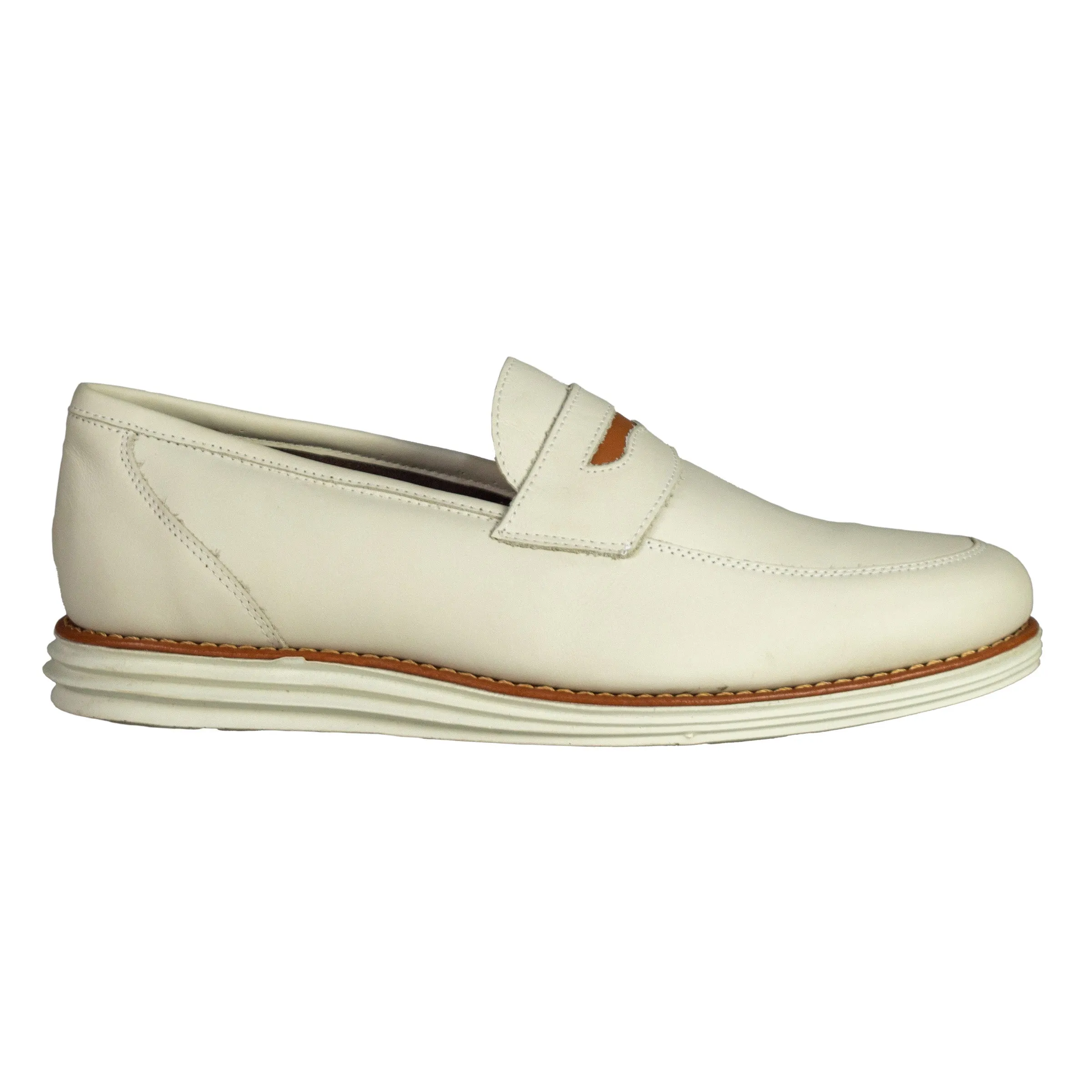 Sandro Moscoloni Men's Natal Off White Mocc Toe Penny Slip on