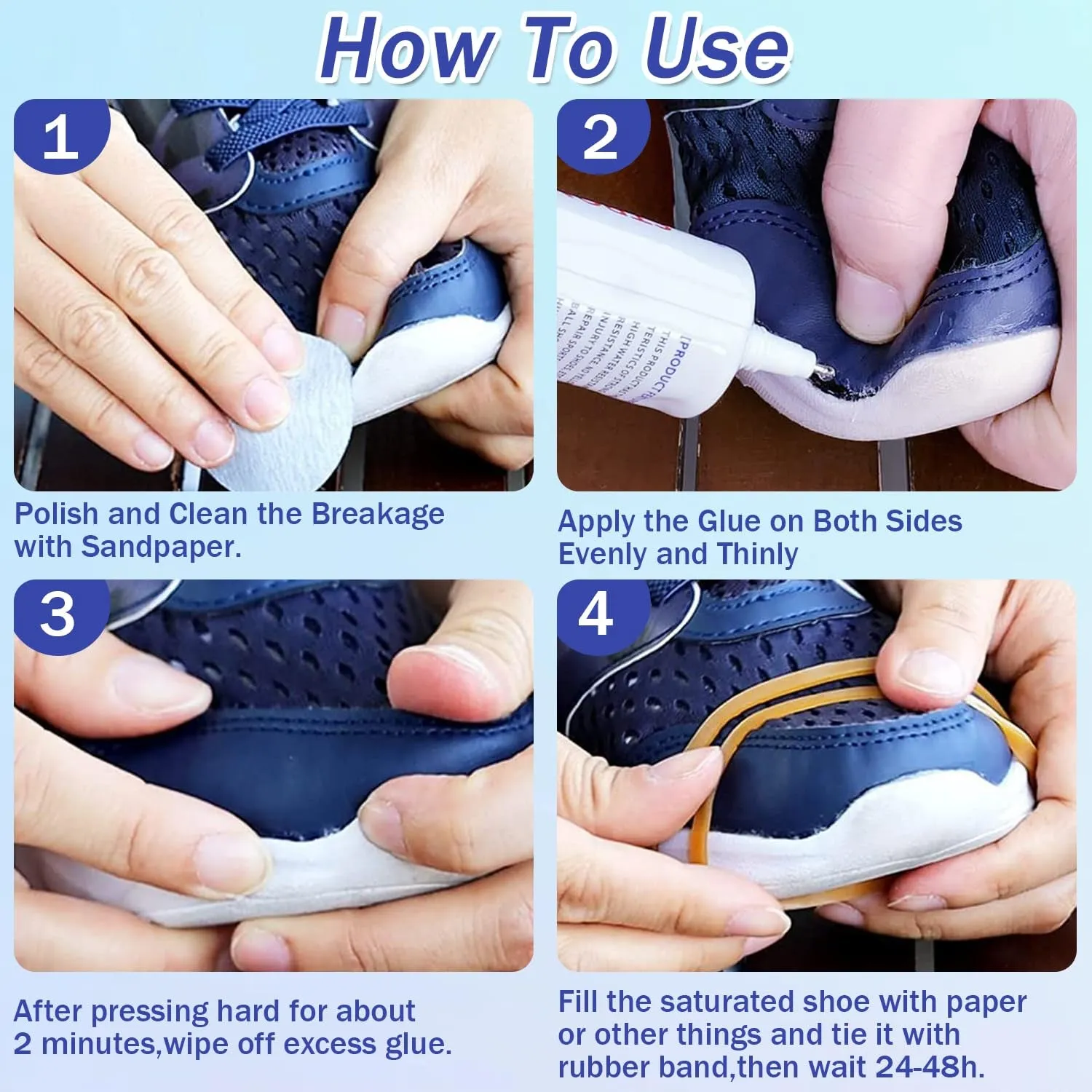 Shoe Glue Sole Repair, Slow-Drying Transparent Shoe Repair Glue Kit, Waterproof, Non-Hardening Adhesive