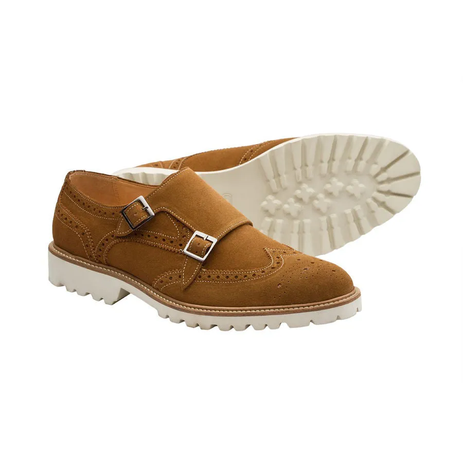 Tan Suede Lightweight Wingtip Monks