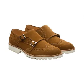 Tan Suede Lightweight Wingtip Monks