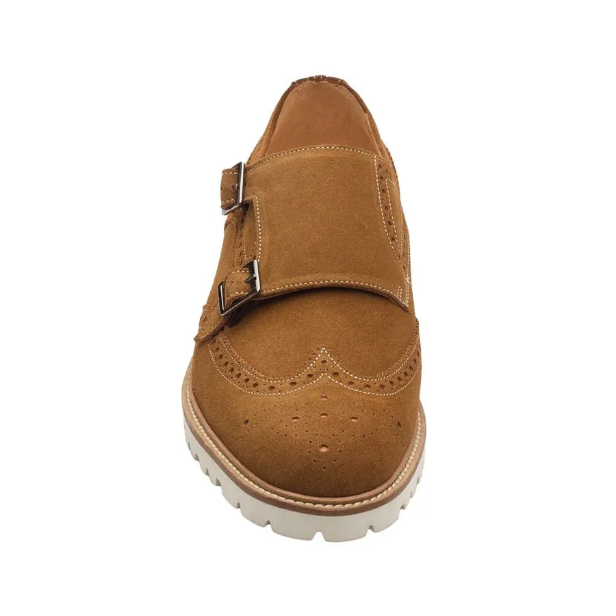 Tan Suede Lightweight Wingtip Monks