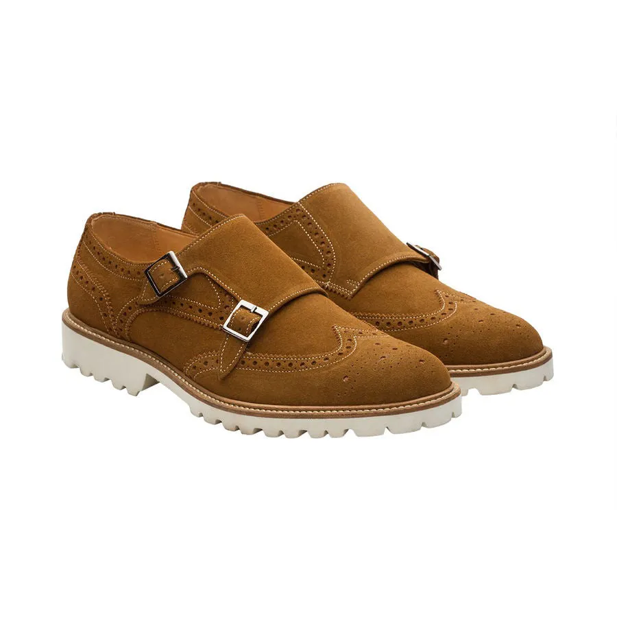 Tan Suede Lightweight Wingtip Monks