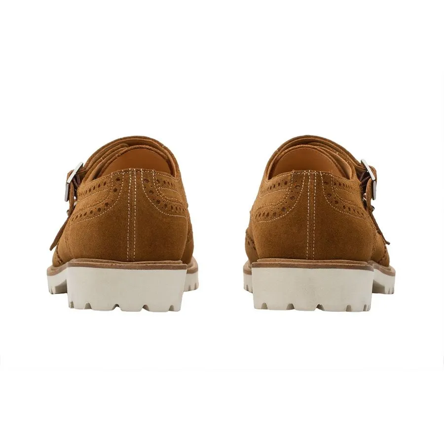Tan Suede Lightweight Wingtip Monks