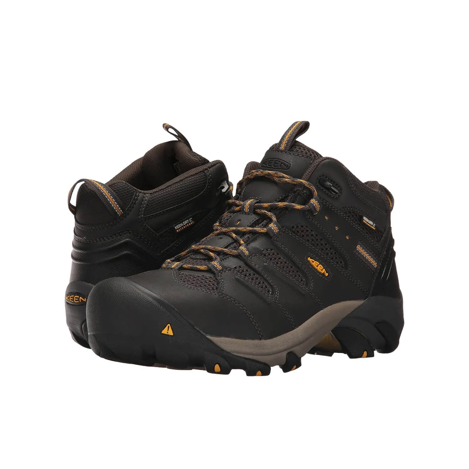 Women's Lansing Mid Steel-Toe Work Boot Waterproof Raven/Tawny Olive Keen