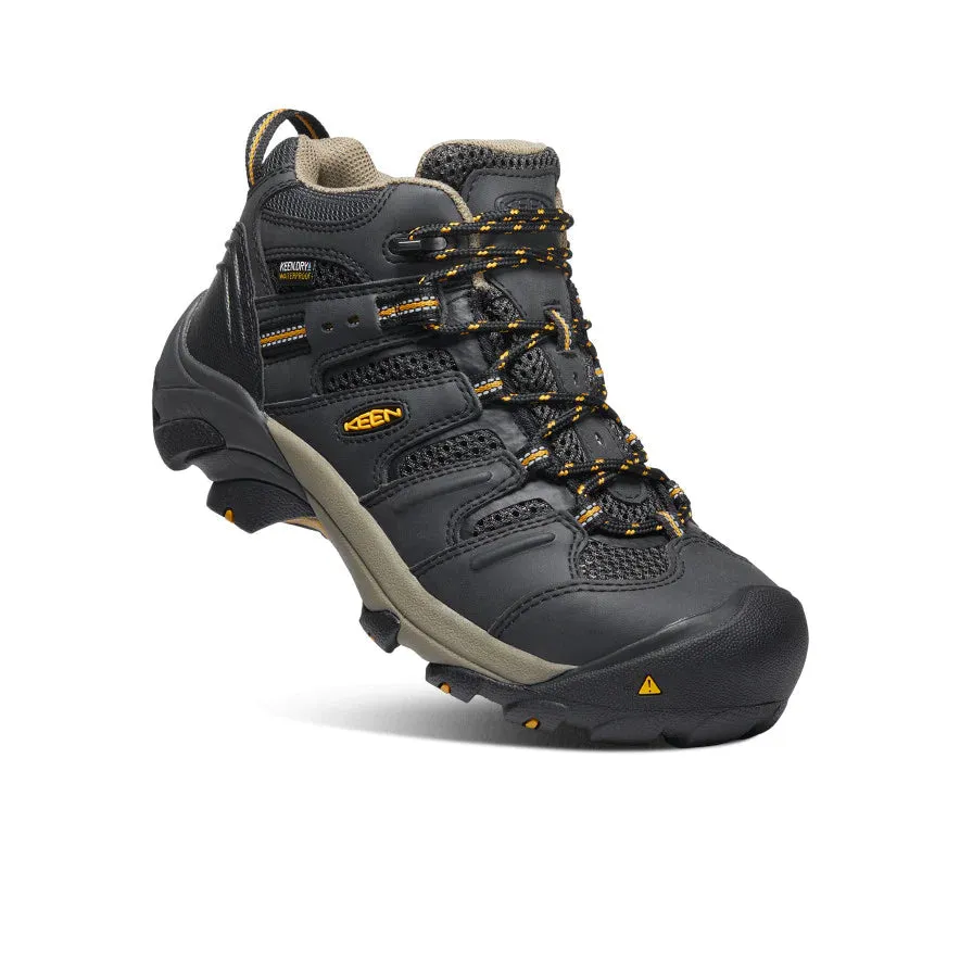 Women's Lansing Mid Steel-Toe Work Boot Waterproof Raven/Tawny Olive Keen