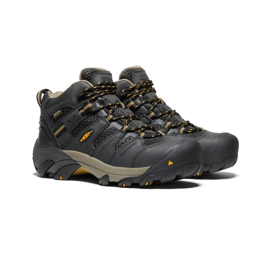 Women's Lansing Mid Steel-Toe Work Boot Waterproof Raven/Tawny Olive Keen