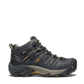 Women's Lansing Mid Steel-Toe Work Boot Waterproof Raven/Tawny Olive Keen
